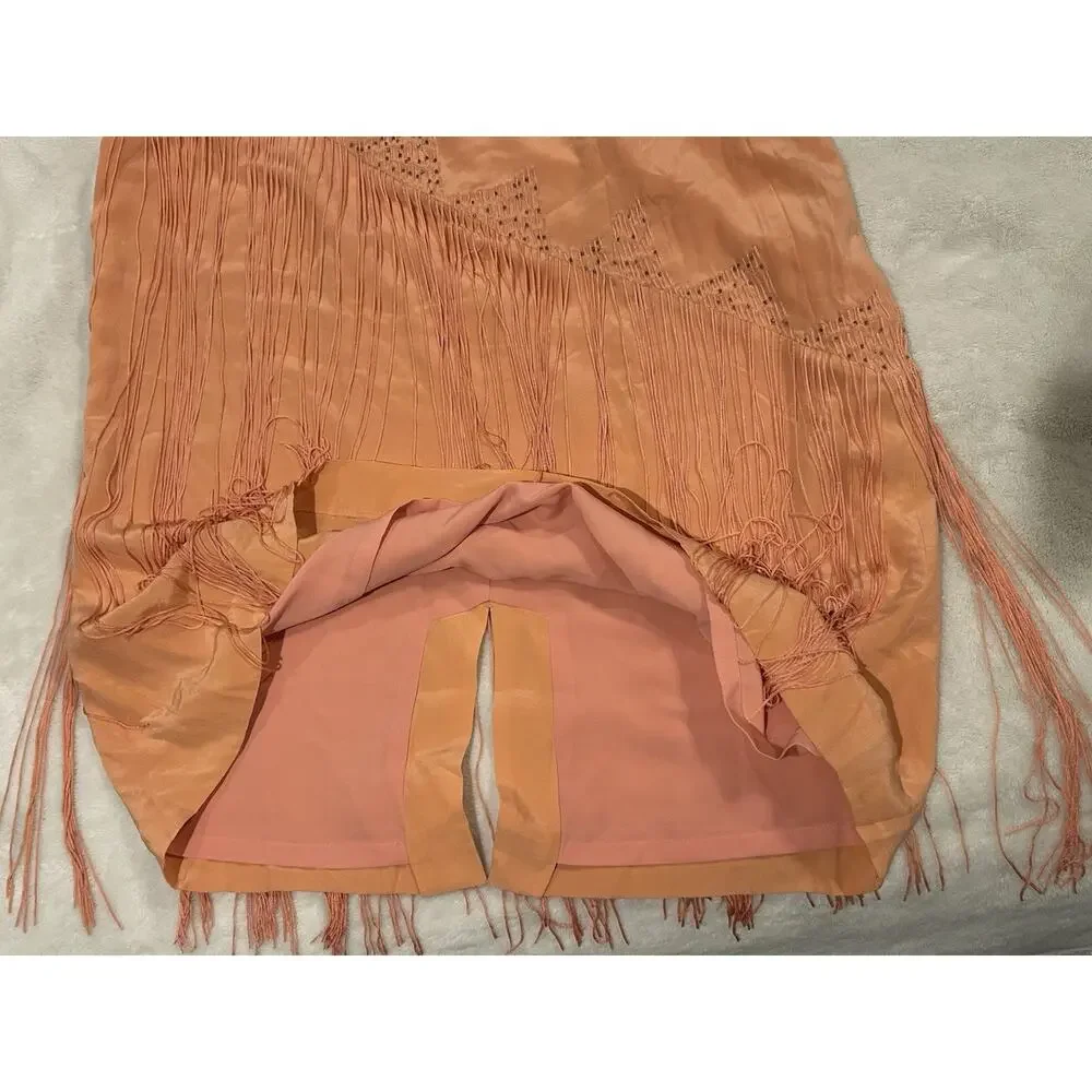 Papell Studio 100% Silk Fringe Beaded Dress – Women’s Size 12 – NWT